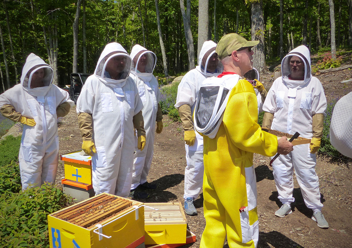 KBH tourgoers listening to bee expert Sean Collinsworth